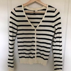 H&M black and cream striped cardigan